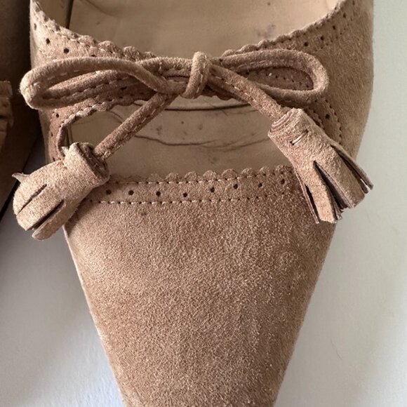 Size 12 J Crew Tan Suede Pointy Toe Flats - Picture 4 of 10